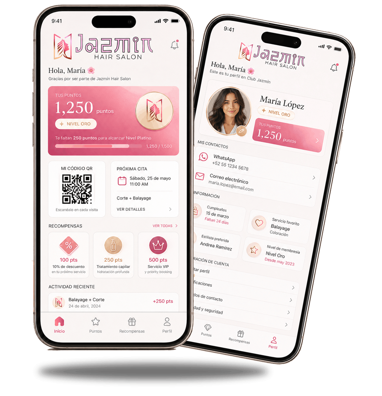 Perfil web de clienta FideliSalon
